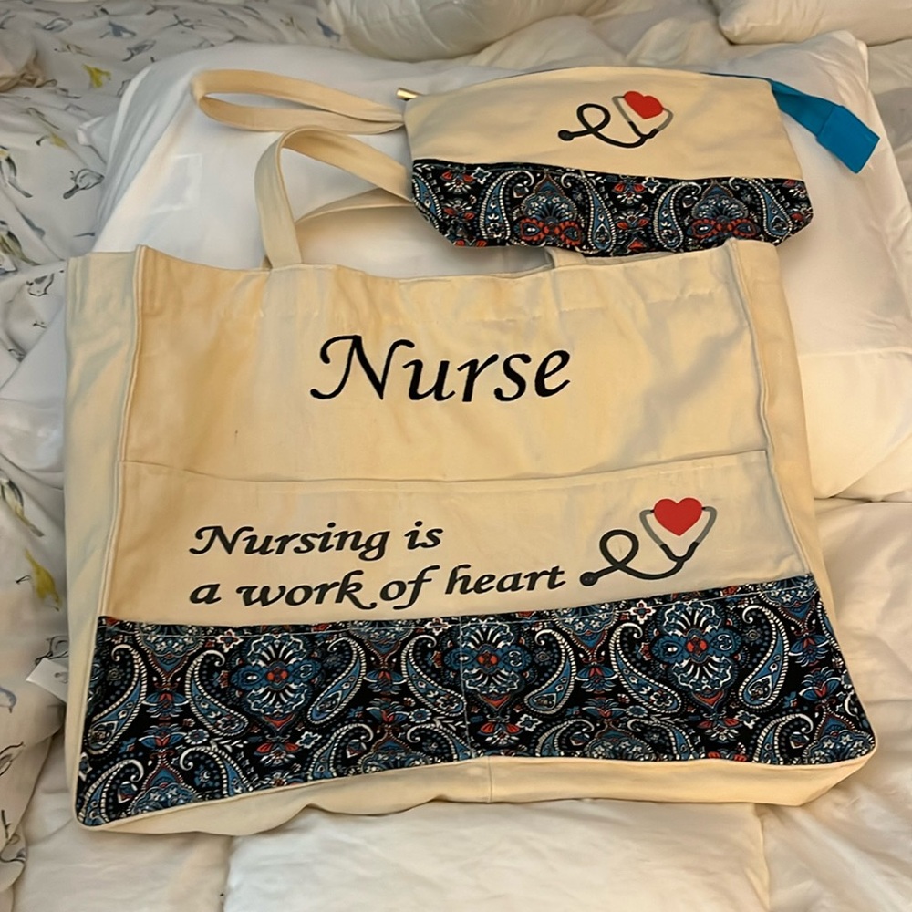 Nursing Tote Bag with matching pencil case, excellent condition.